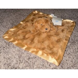 Cloud Island Brown Puppy Dog Security Blanket Lovey Satin Trim Fuzzy Plush New